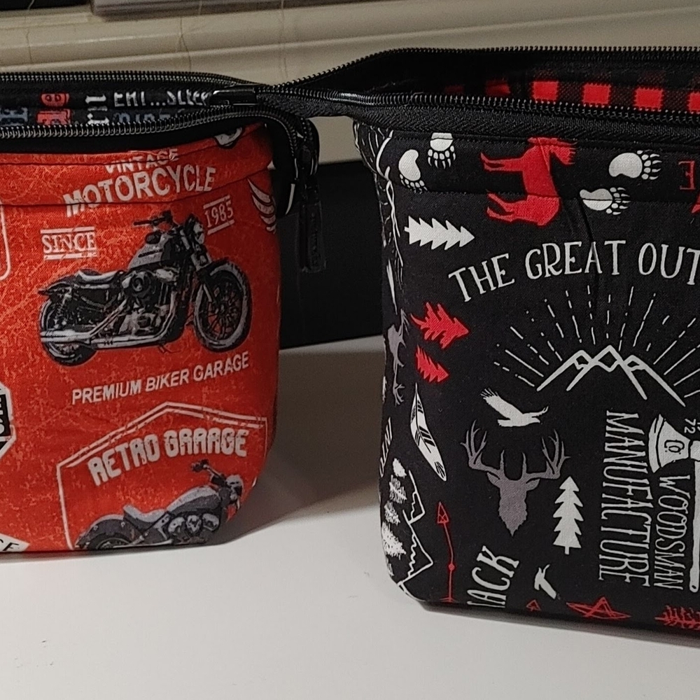 Motorcycle Print Men's Bag - Black and Red